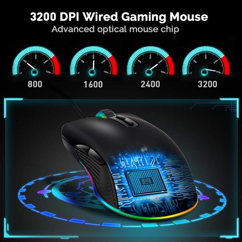 HXMJ RGB LED Gaming Mice,Wired USB C Port for Apple MacBook,Computer or Laptops with Type C Port-Black - Image 4